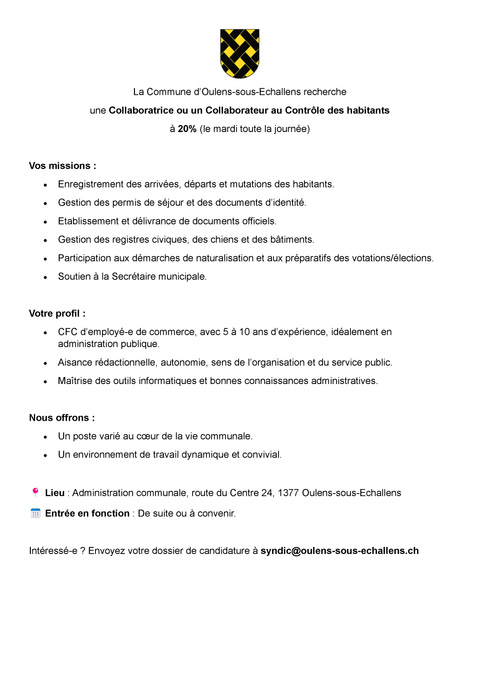 Oulens_CH_offre d'emploi Oulens_CH_offre d'emploi