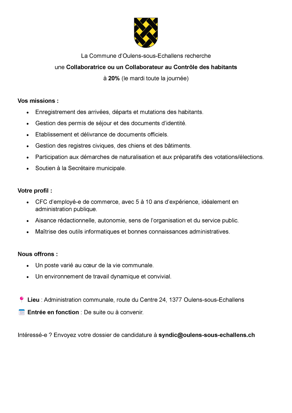 Oulens_CH_offre d'emploi Oulens_CH_offre d'emploi